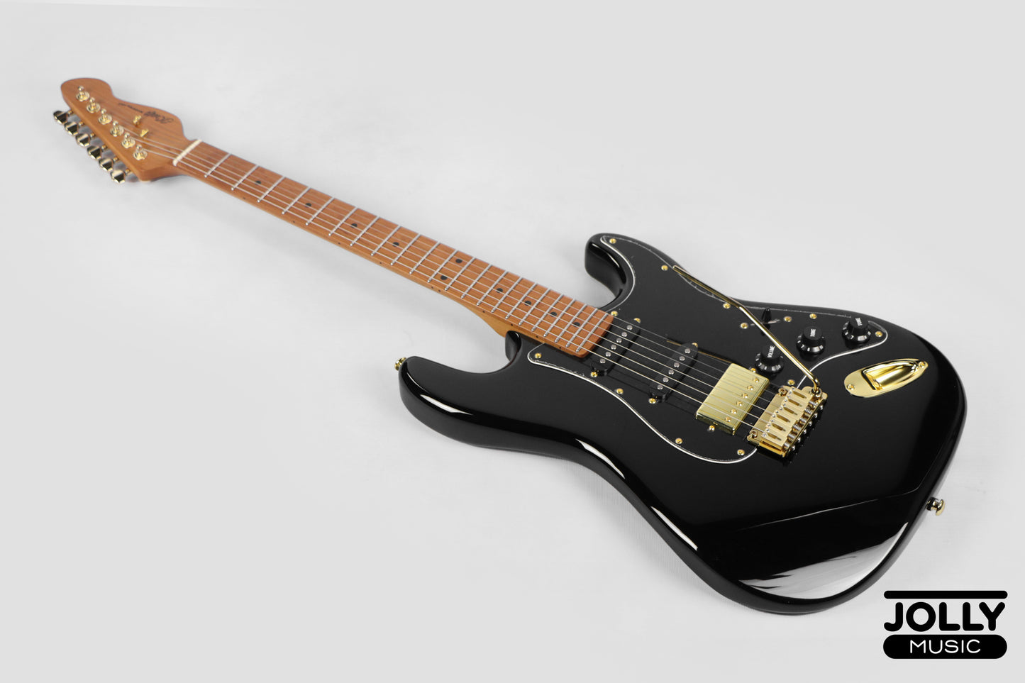 JCraft S-3HC PRO Modern HSS Electric Guitar - Black / Gold