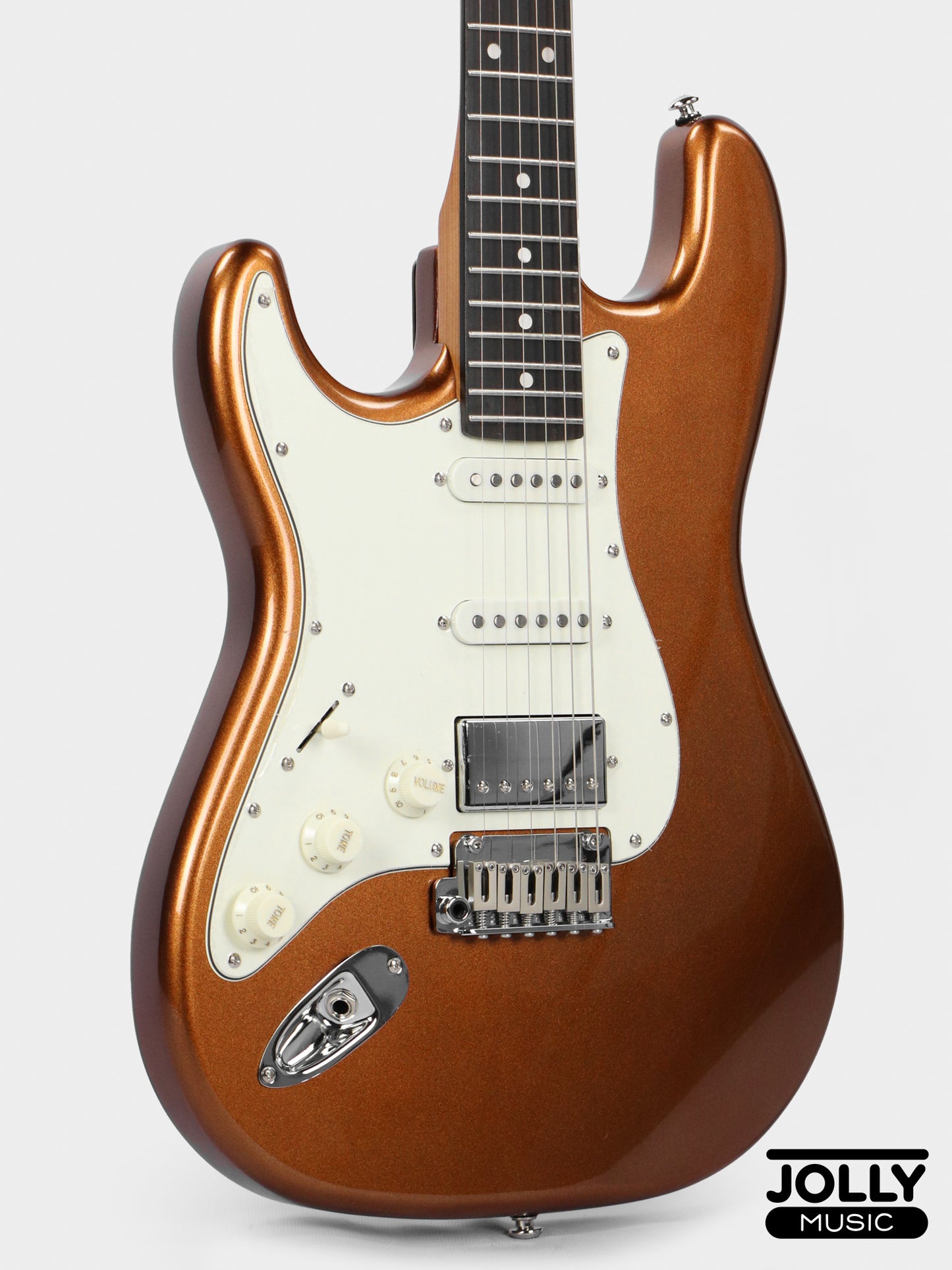 JCraft S-3HC PRO LEFT HAND HSS Strat Rosewood - Shoreline Gold