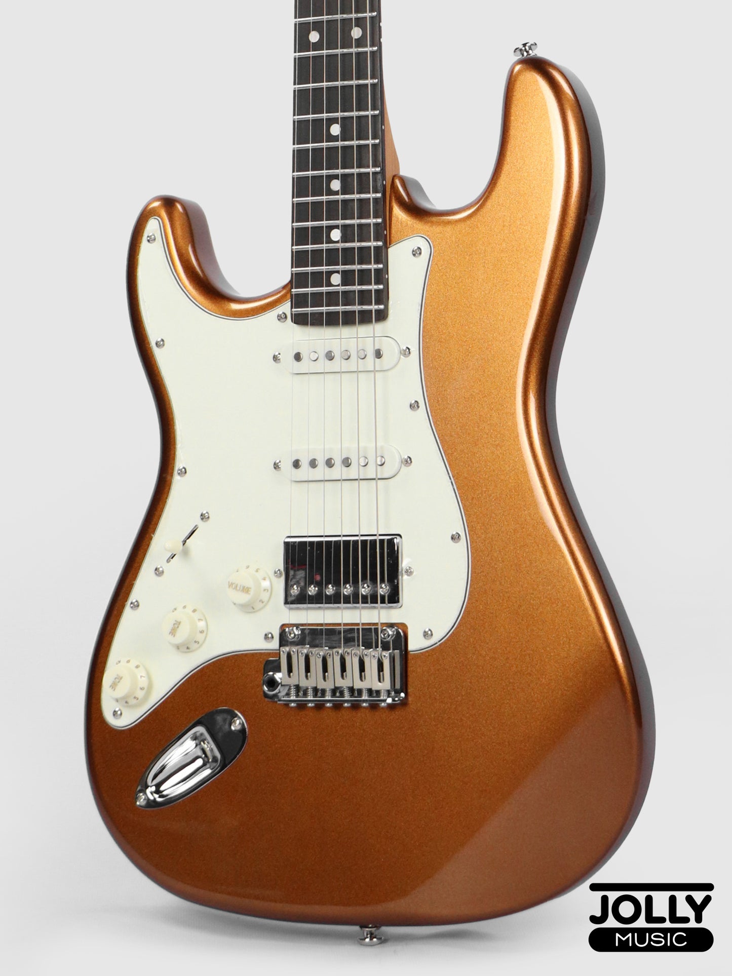 JCraft S-3HC PRO LEFT HAND HSS Strat Rosewood - Shoreline Gold