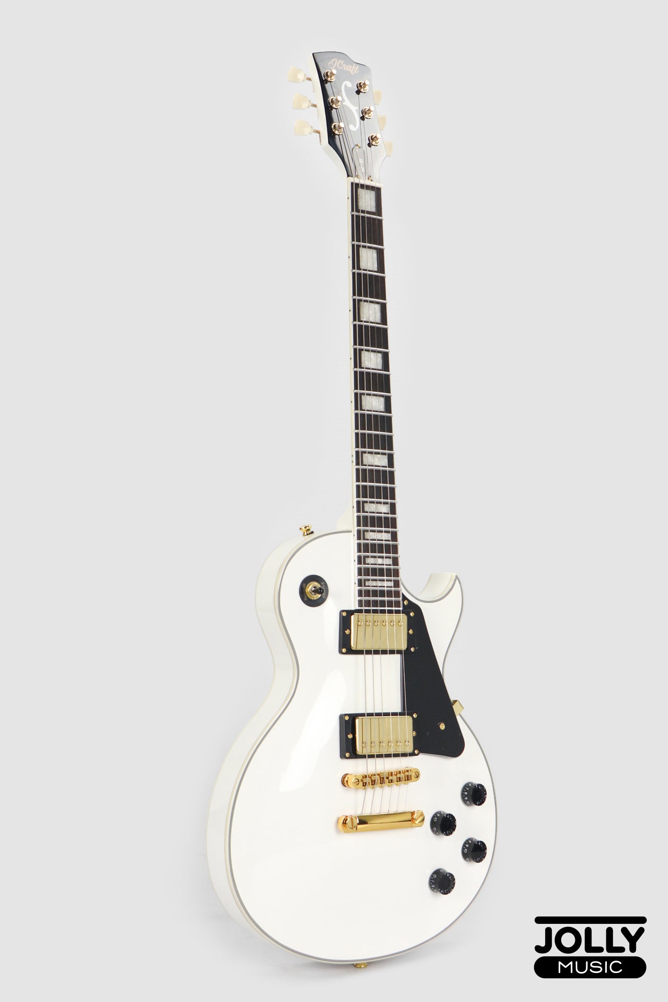 JCraft SC-3V Archtop Single Cut Electric Guitar - Antique White