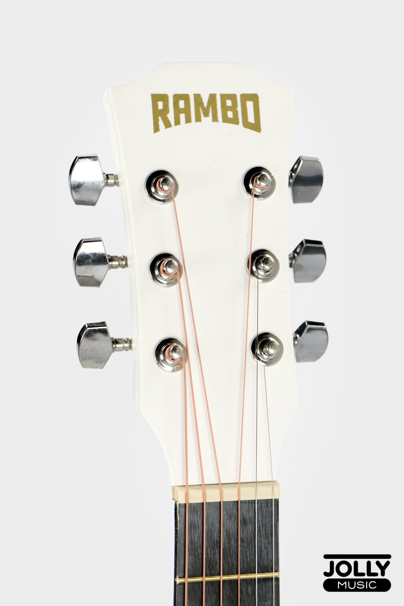 Rambo 38" Guitar K-38LT Truss Rod w/ Case, 3 Picks, Tuner, Capo - White
