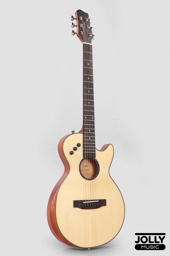 Smiger LE-A1 40-inch Cutaway Solid Top Acoustic-Electric Guitar - Natural