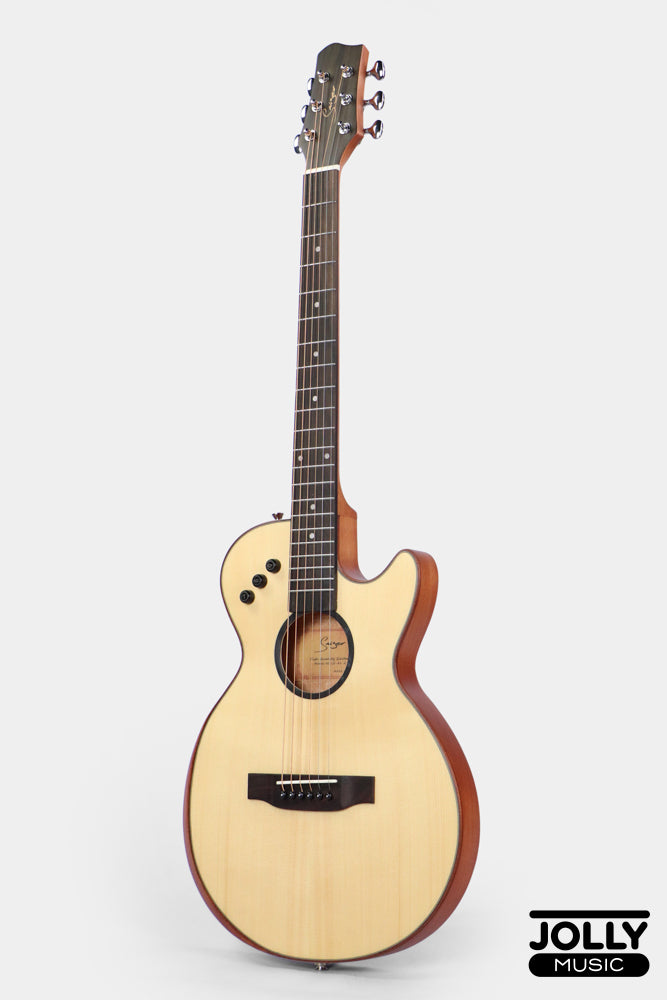 Smiger LE-A1 40-inch Cutaway Solid Top Acoustic-Electric Guitar - Natural