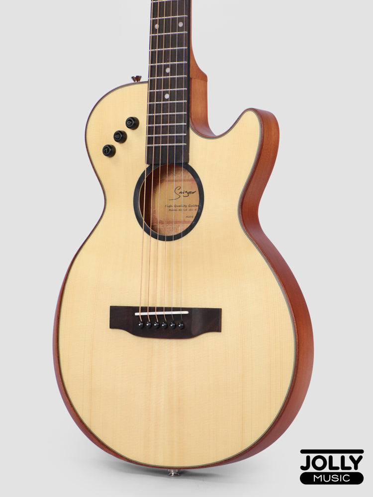 Smiger LE-A1 40-inch Cutaway Solid Top Acoustic-Electric Guitar - Natural