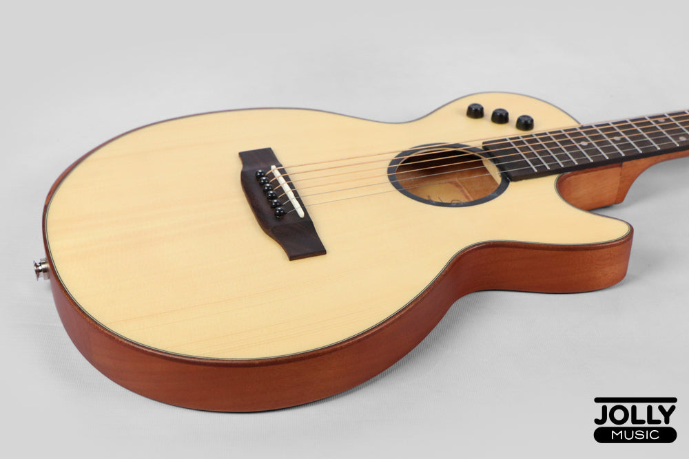 Smiger LE-A1 40-inch Cutaway Solid Top Acoustic-Electric Guitar - Natural