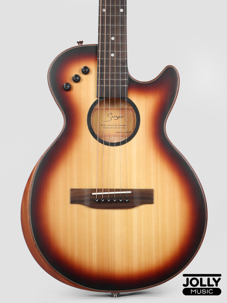 Smiger LE-A1 40-inch Cutaway Solid Top Acoustic-Electric Guitar - Sunburst