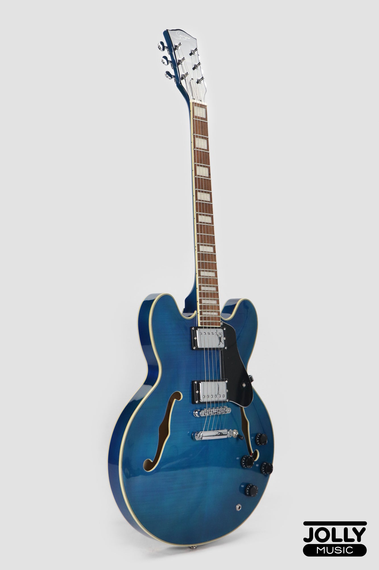 Smiger S-G16 Semi-Hollow Electric Guitar - Transblue