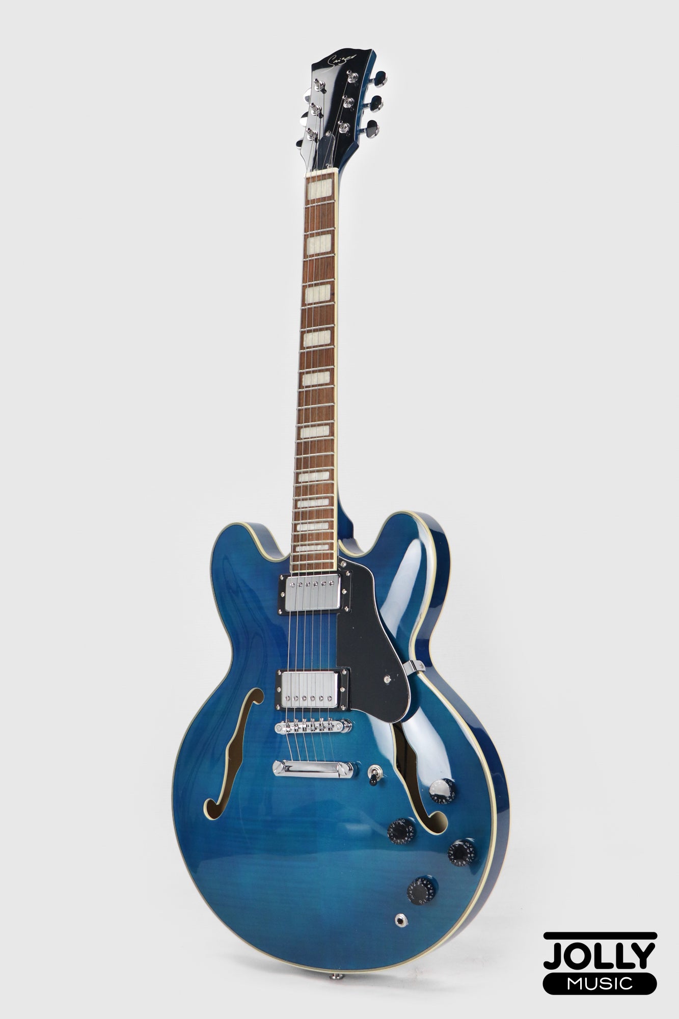 Smiger S-G16 Semi-Hollow Electric Guitar - Transblue