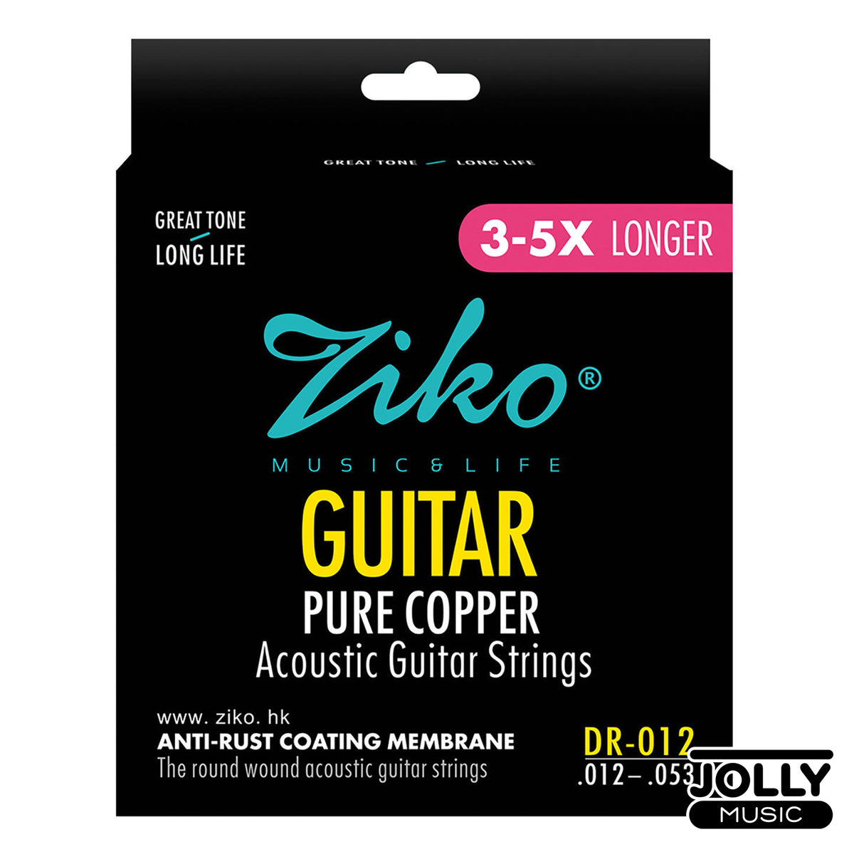 Ziko Pure Copper Anti-Rust Coating Membrane Acoustic Guitar Strings ...
