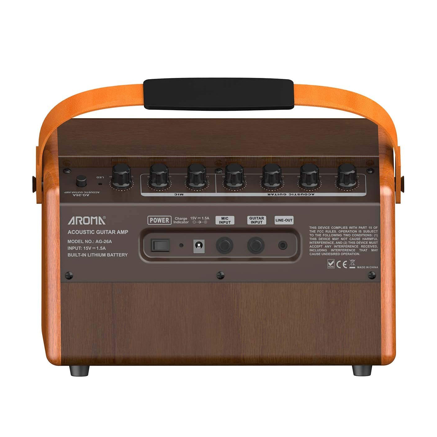 Aroma AG-26A 25W Portable Acoustic Guitar Amplifier with Built-in Rechargeable Battery and Bluetooth