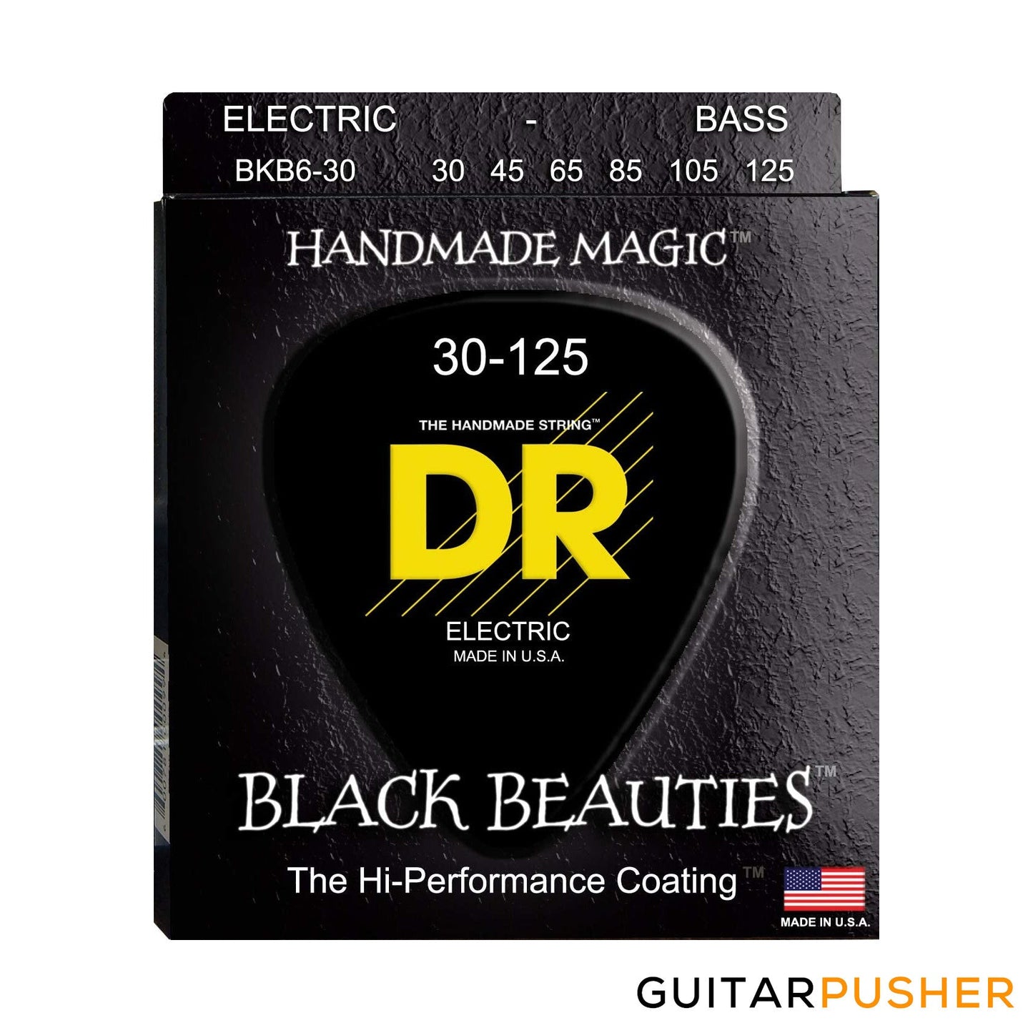 DR BKB6-30 Black Beauties 6-String K3 Coated Medium Bass Strings 45-125 (30 45 65 85 105 125)