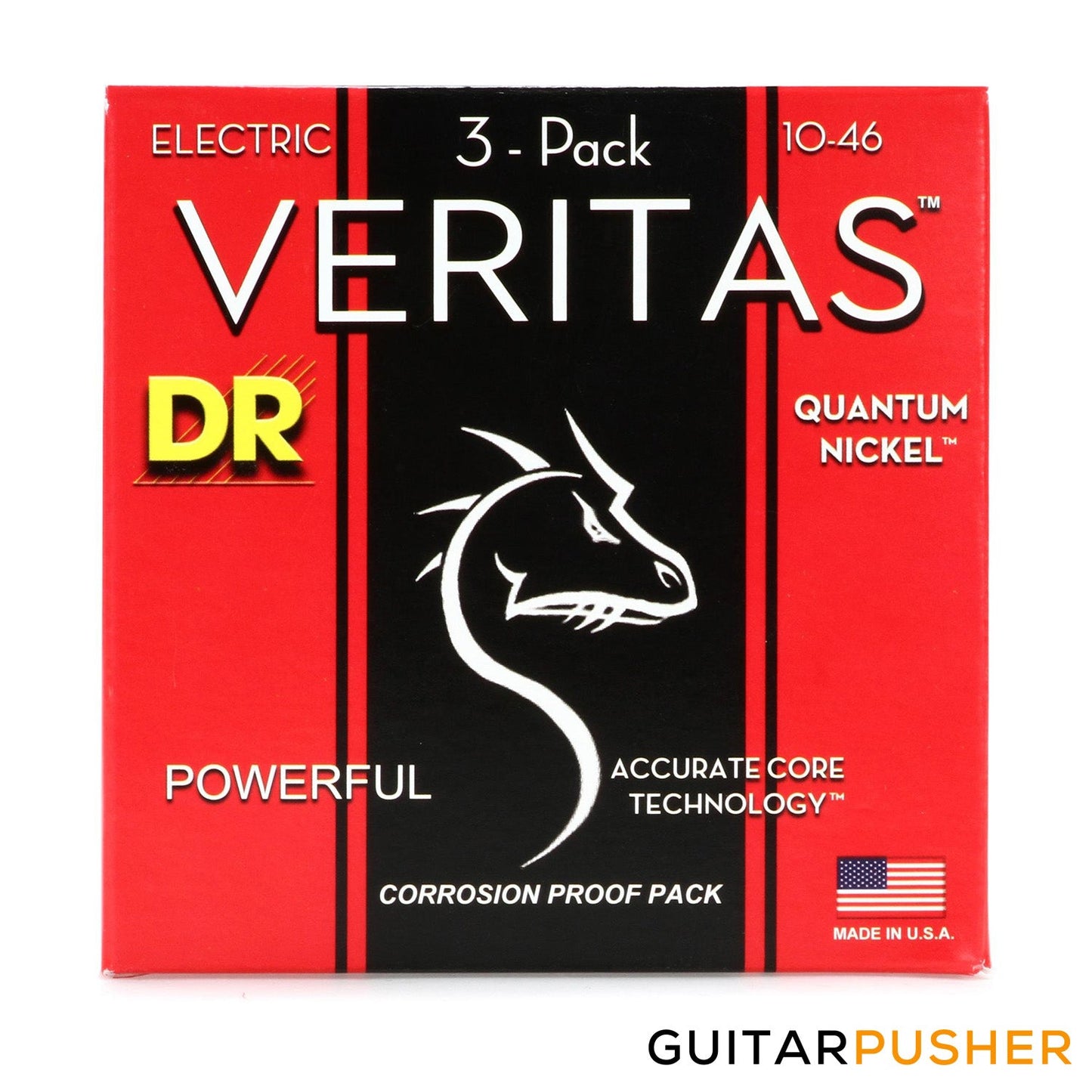 DR VTE-10-3PK Veritas Medium Electric Guitar Strings 10-46 (10 13 17 26 36 46) 3 PACK