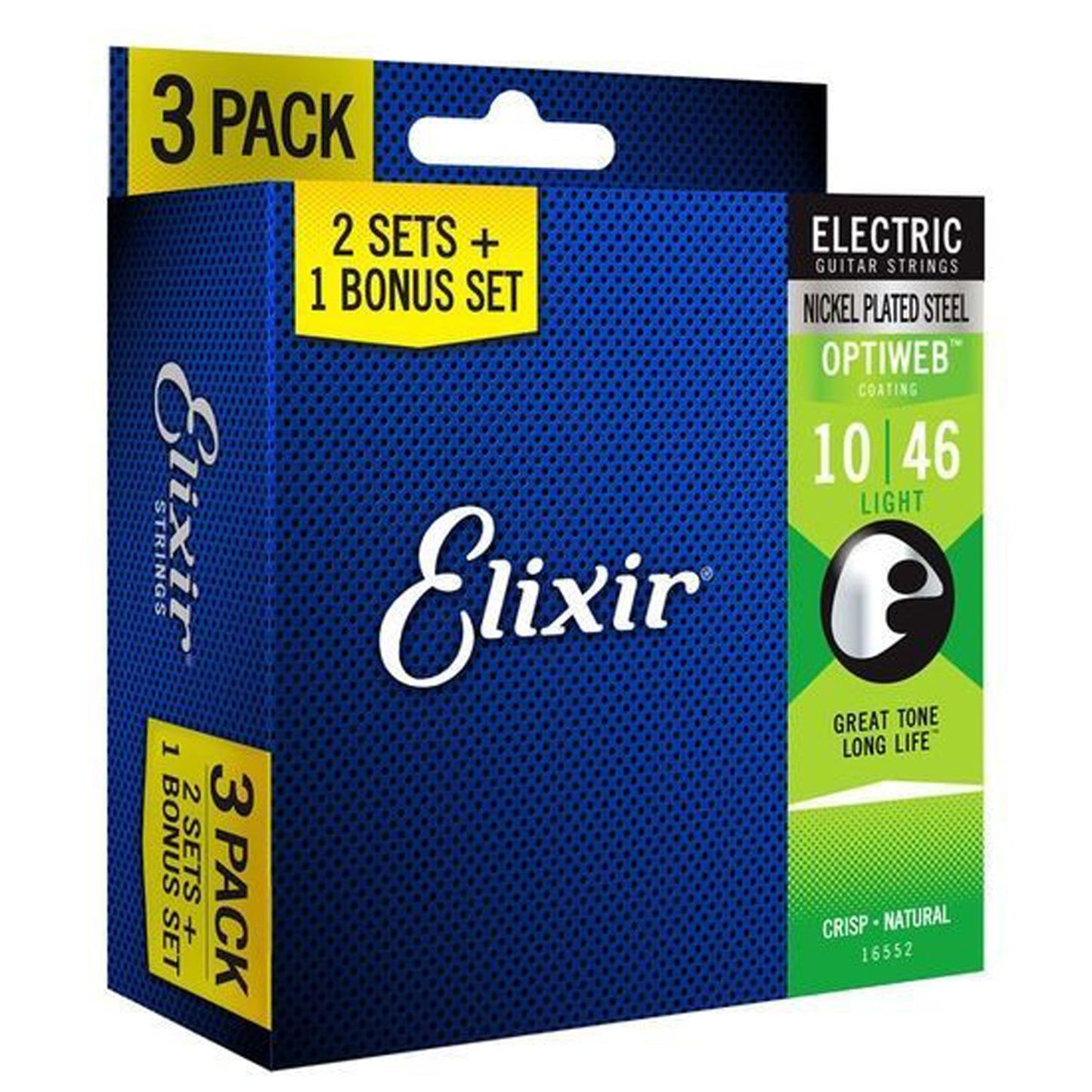 Elixir Electric Nickel Plated Steel Electric Guitar Strings with Optiweb Coating - Light (10 13 17 26 36 46) 3-Pack