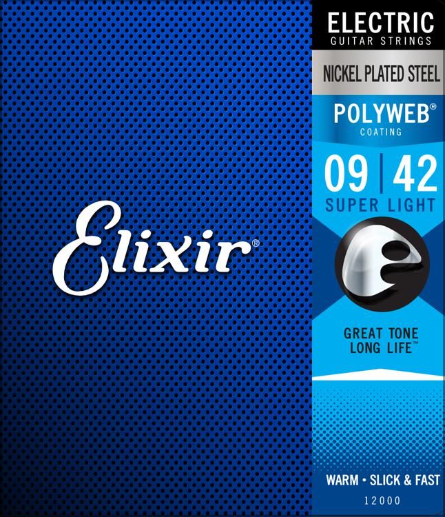 Elixir Electric Nickel Plated Steel Standard Gauge Electric Guitar Strings with POLYWEB Coating
