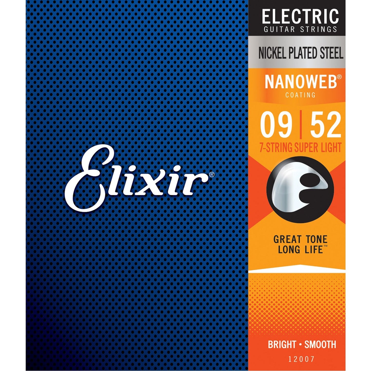 Elixir Electric Nickel Plated Steel Electric Guitar Strings with NANOWEB Coating - 7-String Super Light (9 11 16 24 32 42 52)