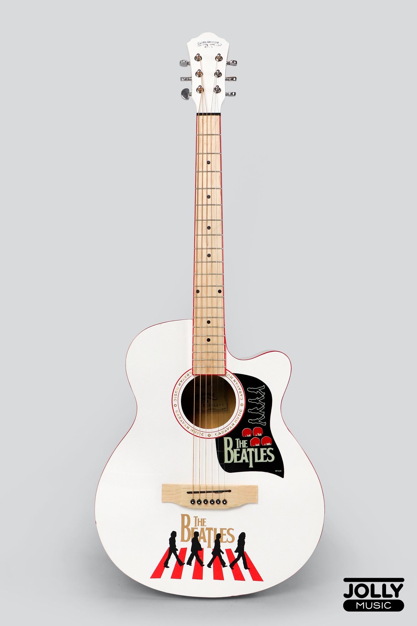 Caravan HS-4015 Acoustic Guitar with Gigbag - White