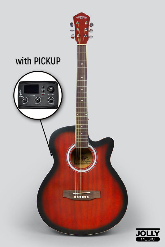 Caravan HS-4040 EQ Electric-Acoustic Guitar with FREE Gigbag and Pickup - Amber Sunburst
