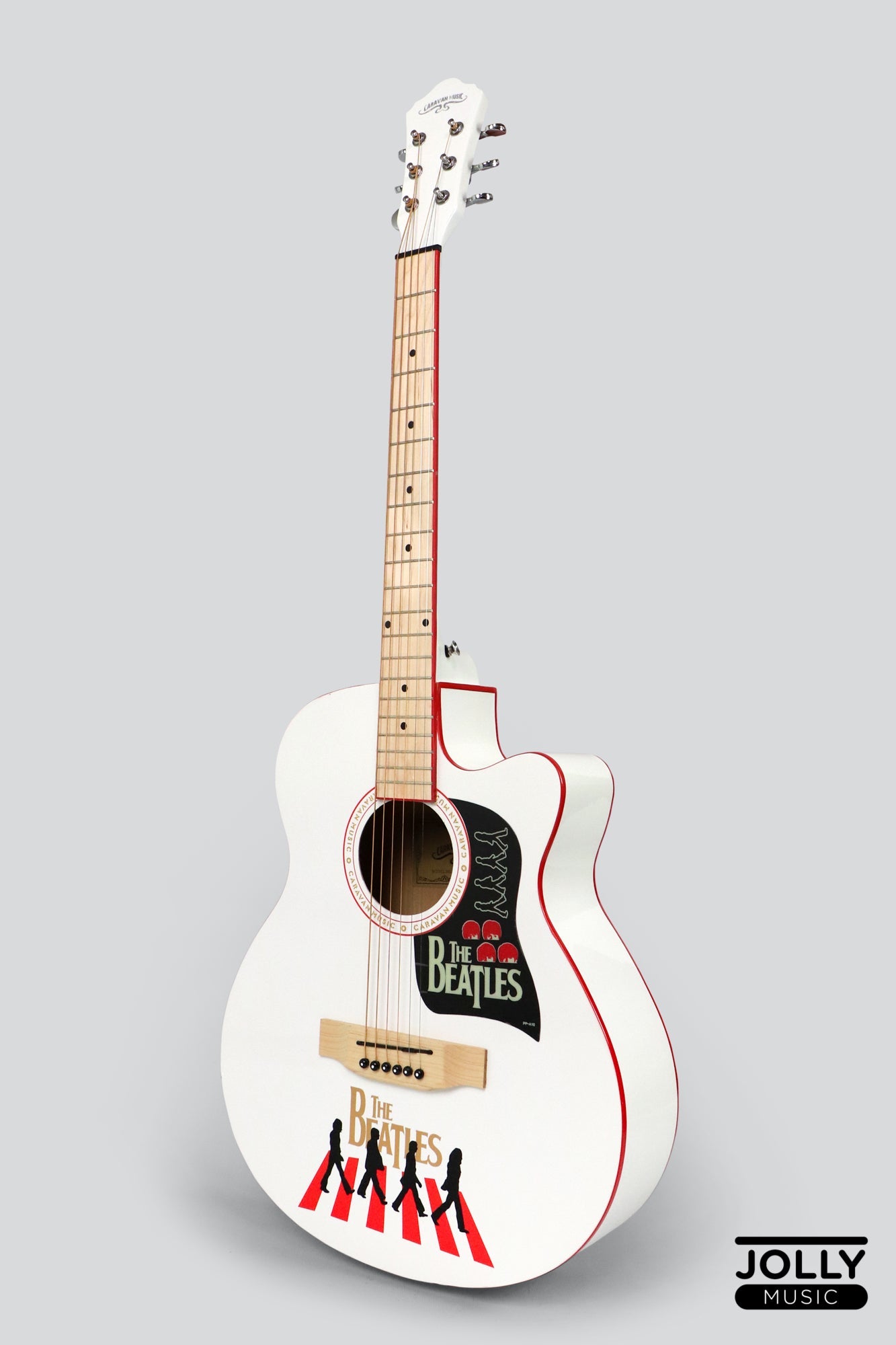 Caravan HS-4015 Acoustic Guitar with Gigbag - White