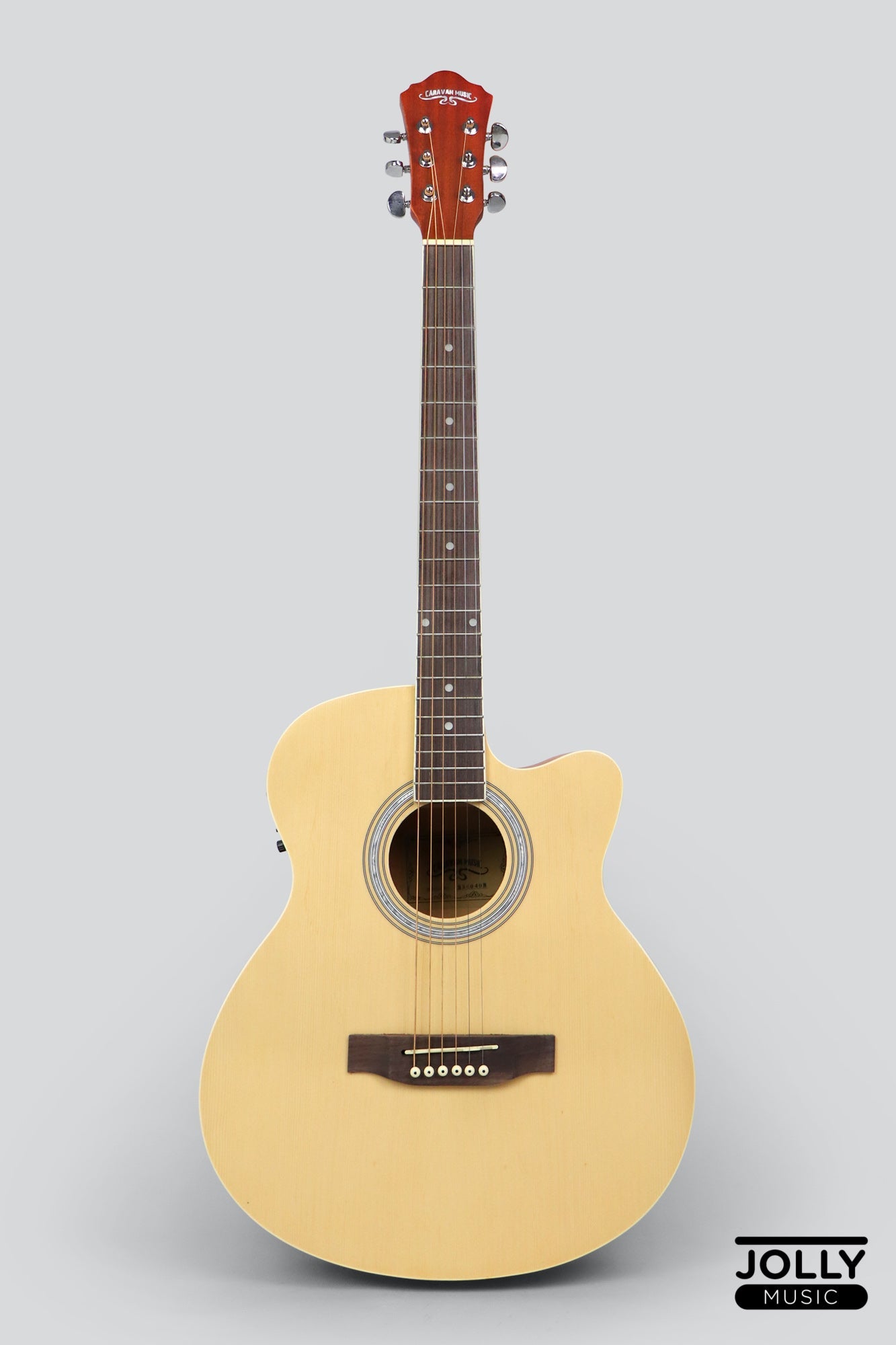 Caravan HS-4040 EQ Electric-Acoustic Guitar with FREE Gigbag and Pickup - Natural