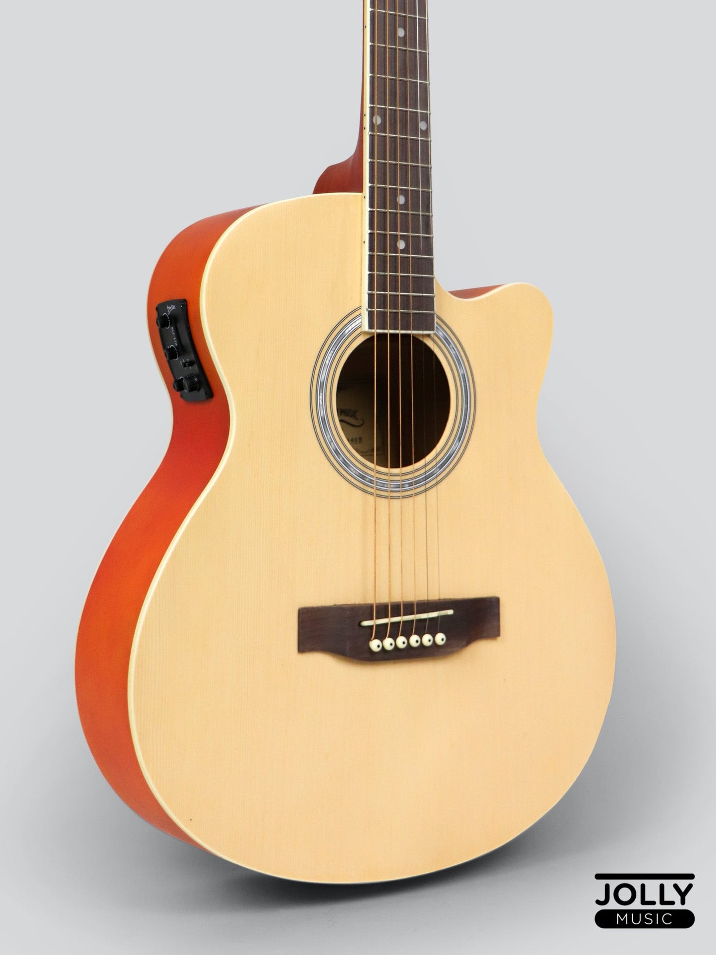 Caravan HS-4040 EQ Electric-Acoustic Guitar with FREE Gigbag and Pickup - Natural