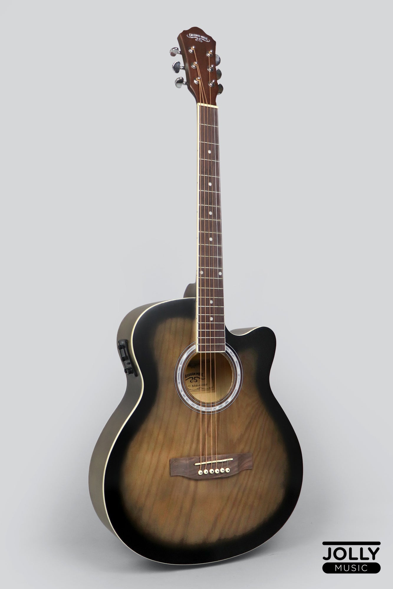 Caravan HS-4040 EQ Electric-Acoustic Guitar with FREE Gigbag and Pickup - Trans Brown