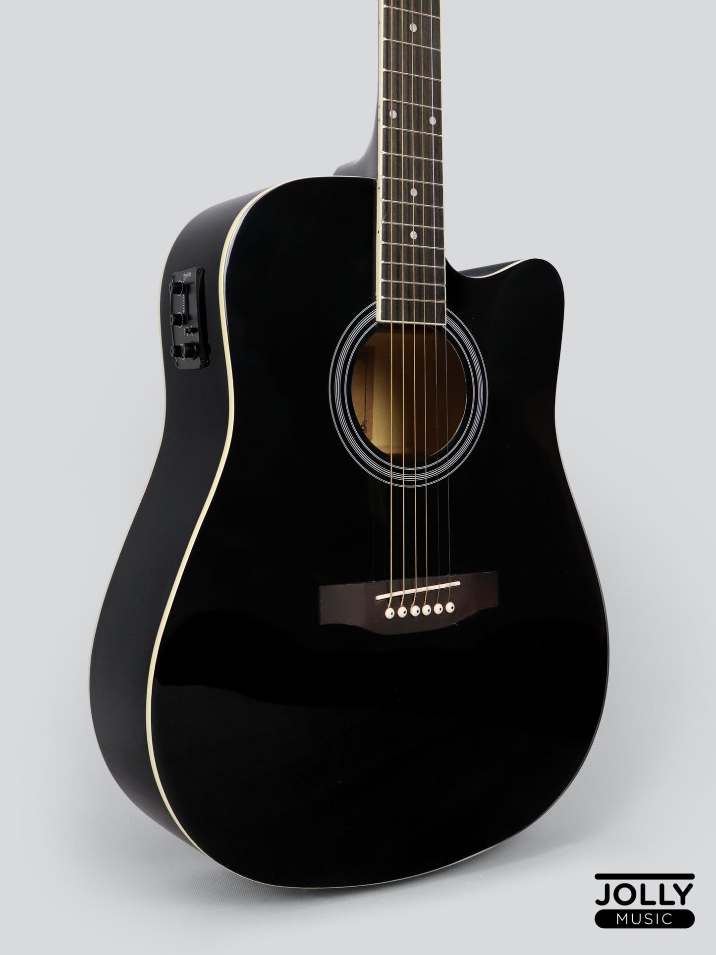 Caravan HS-4111 EQ Acoustic Electric Guitar - Black