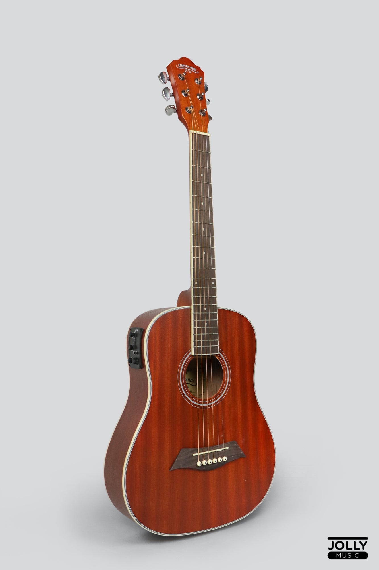 Caravan HS-B1 EQ All-Mahogany Baby Dreadnought Acoustic Electric Guitar