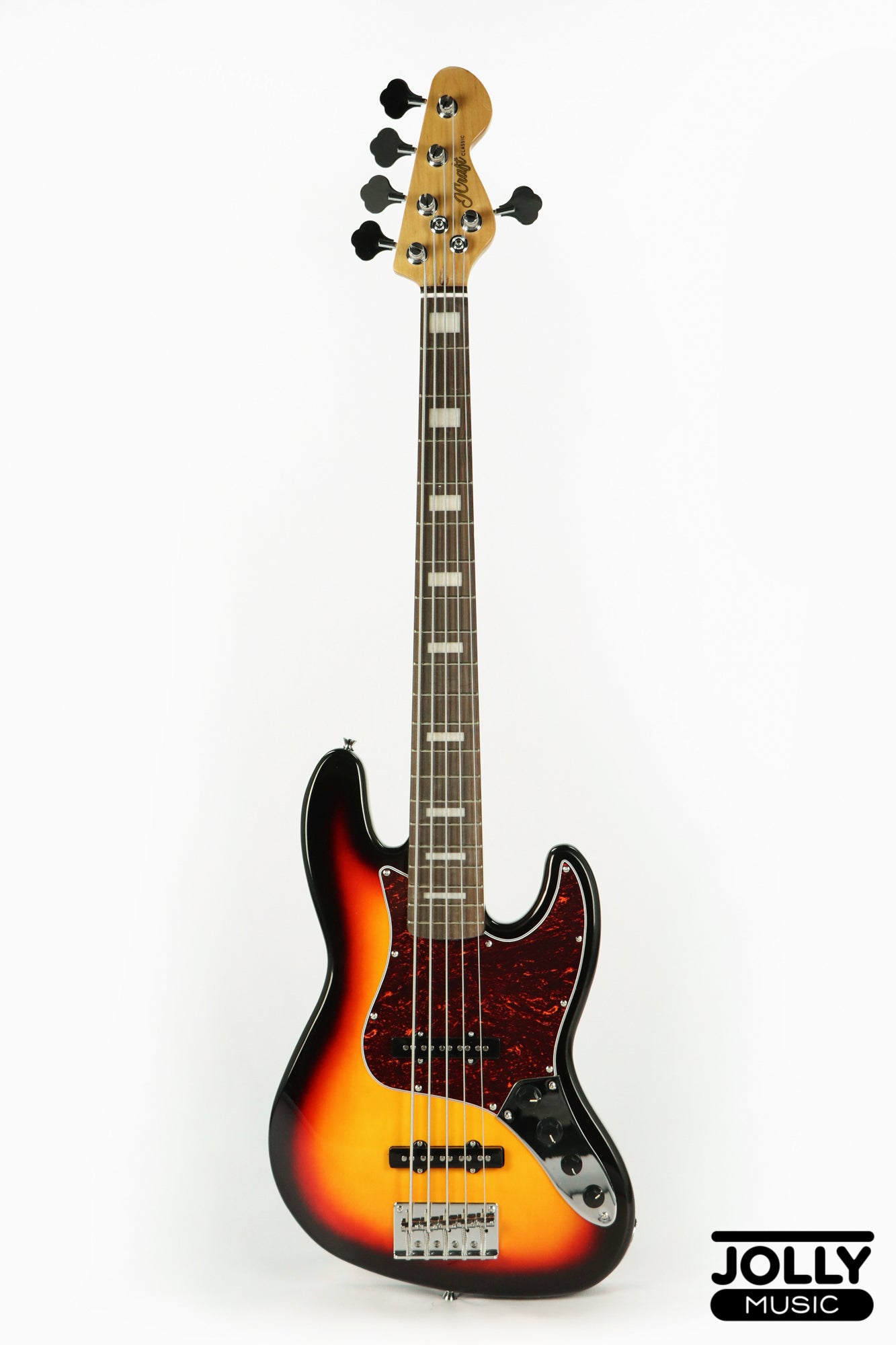 JCraft JB-2A J-Offset 5-String Bass Guitar - Sunburst