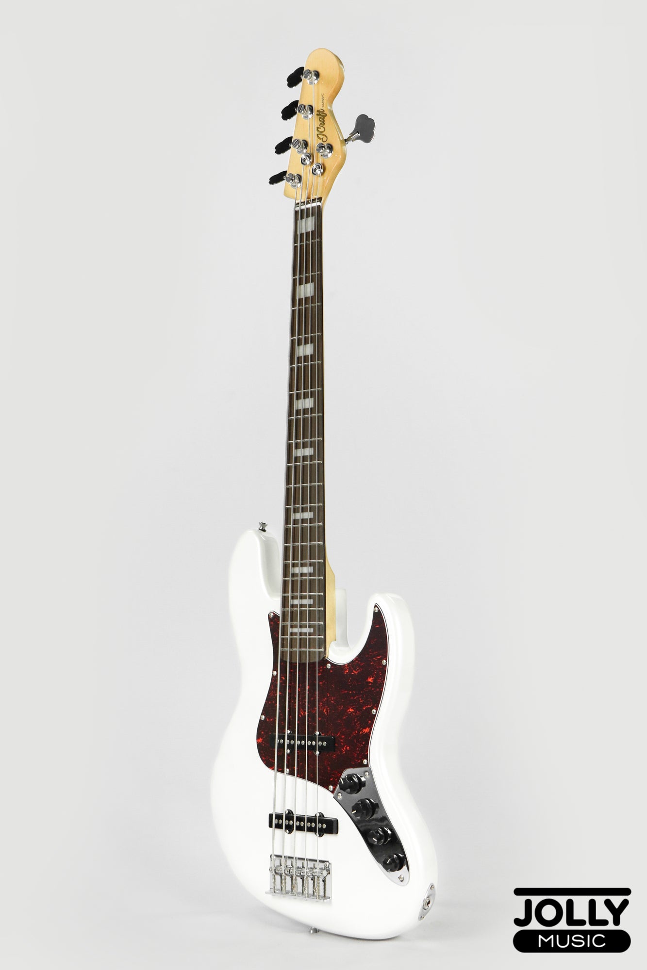 JCraft JB-2A J-Offset 5-String Bass Guitar - White