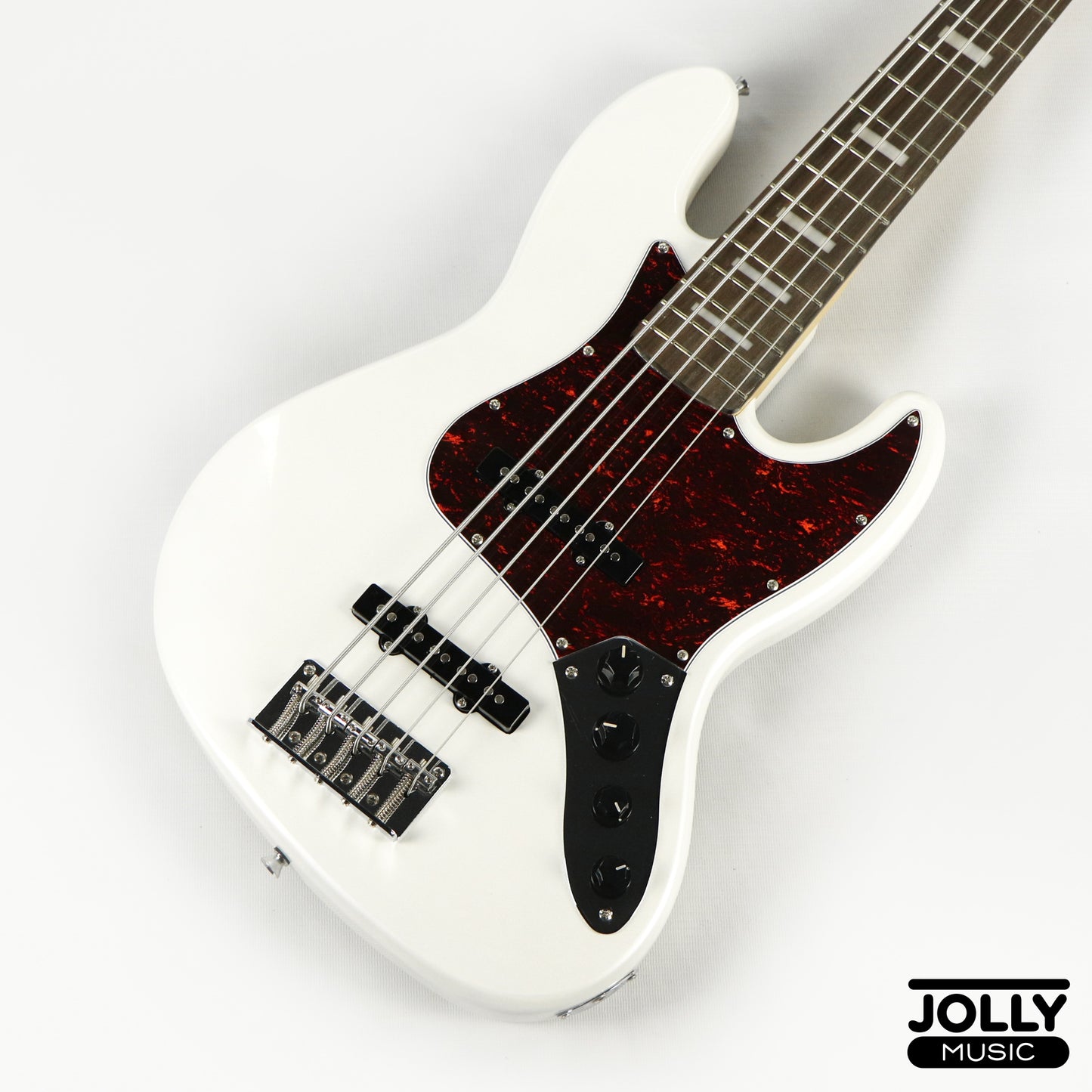 JCraft JB-2A J-Offset 5-String Bass Guitar - White