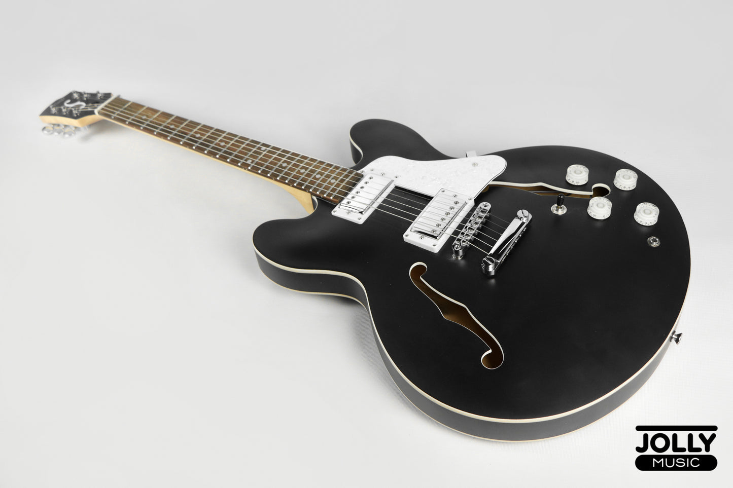 JCraft AR-2 JM Semi-Hollow Electric Guitar - Black