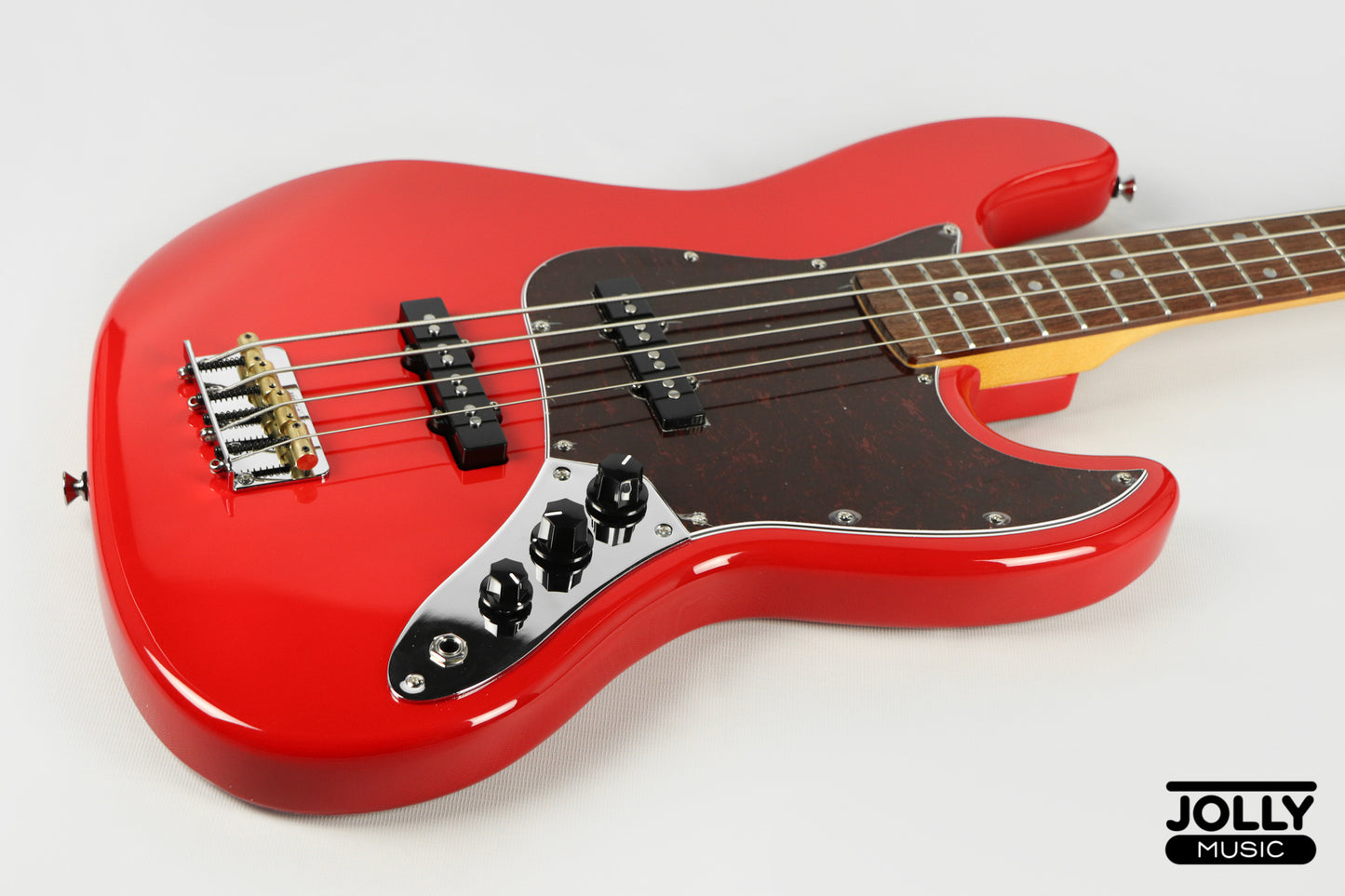 JCraft JB-3V J-Offset 4-String Bass Guitar - Fiesta Red