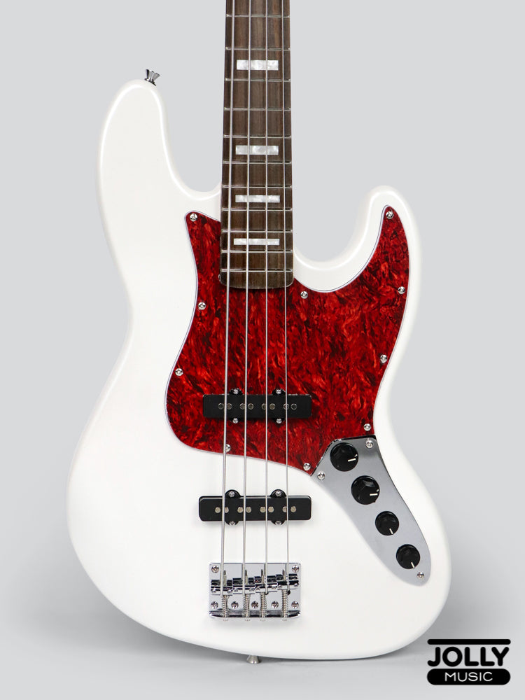 JCraft JB-2A J-Offset 4-String Bass Guitar - Metallic White