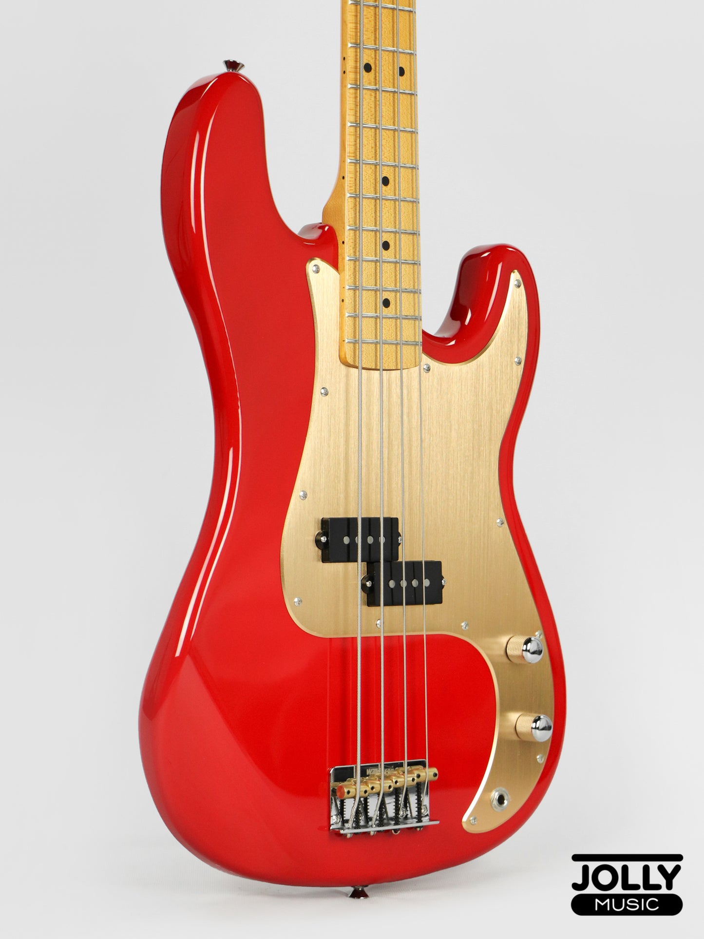 JCraft PB-3V 4-String Bass Guitar - Fiesta Red