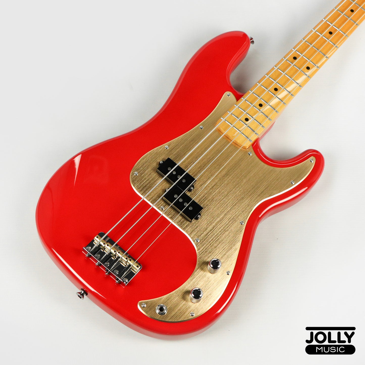JCraft PB-3V 4-String Bass Guitar - Fiesta Red