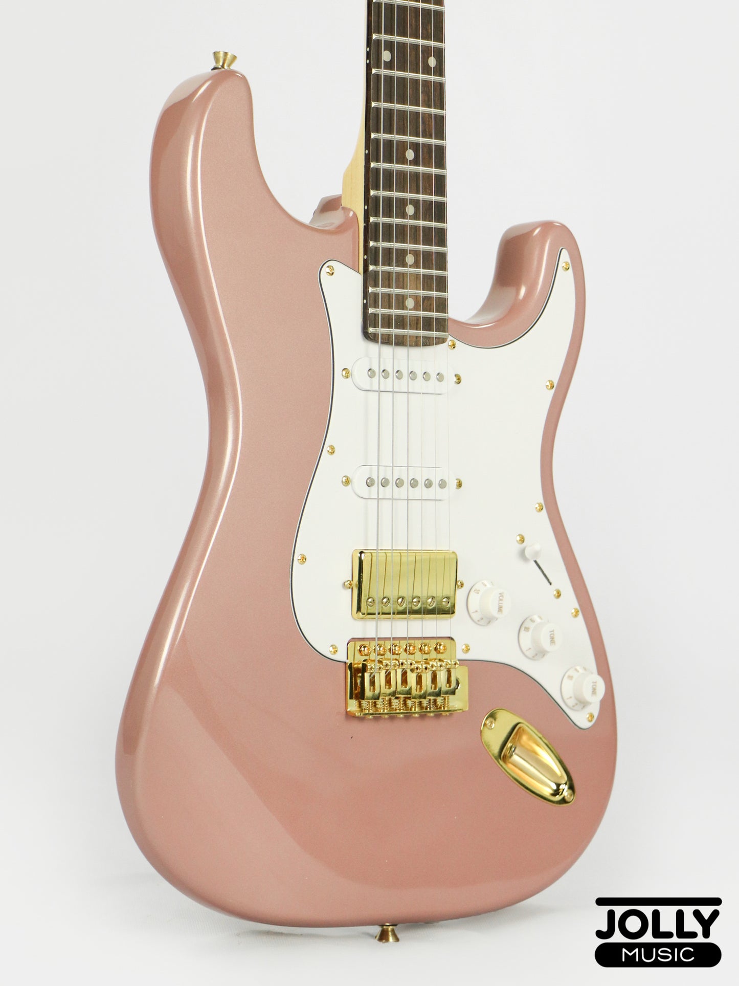 JCraft S-2HC HSS S-Style Electric Guitar - Rosewood / Rose Gold