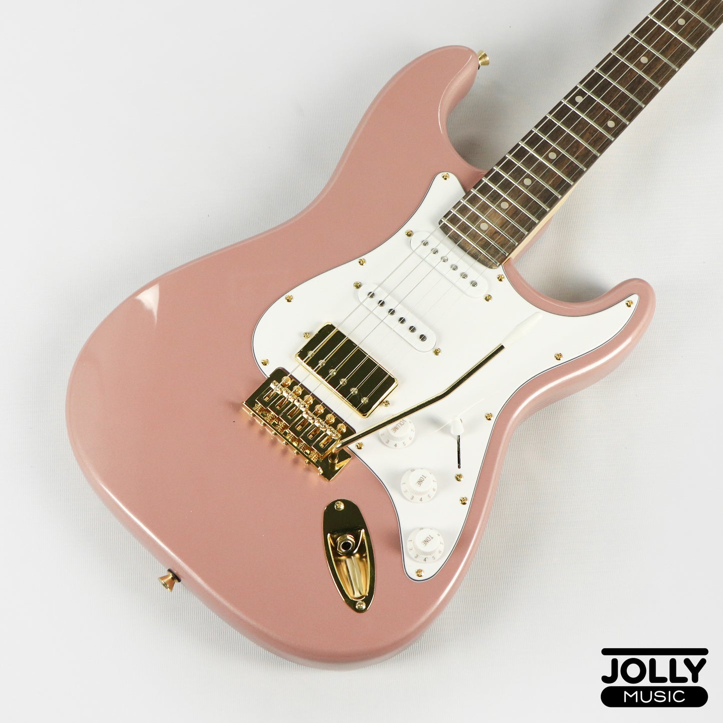 JCraft S-2HC HSS S-Style Electric Guitar - Rosewood / Rose Gold
