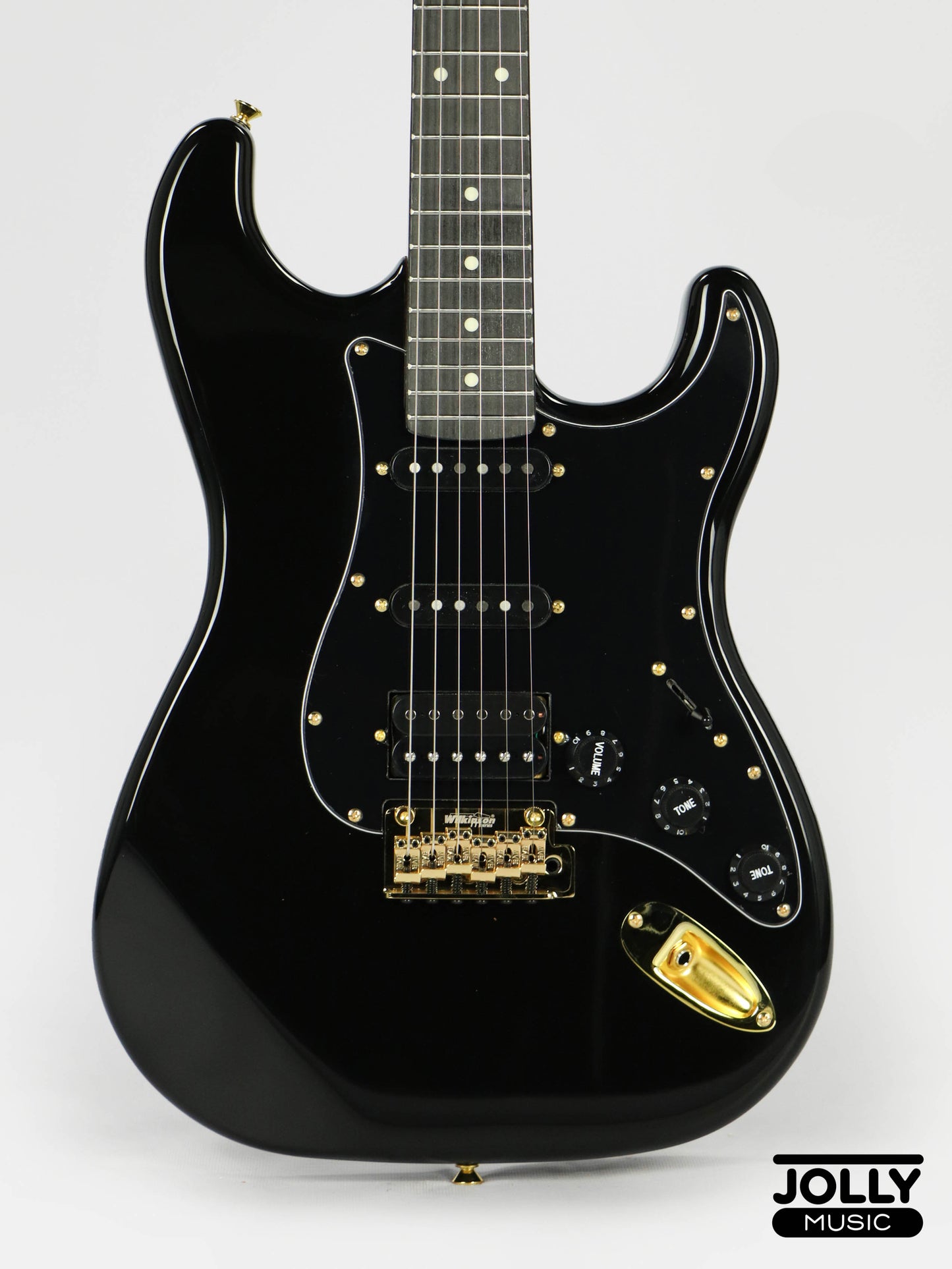 JCraft S-3H Special 2023 HSS S-Style Electric Guitar Roasted Maple Gold Hardware - Black