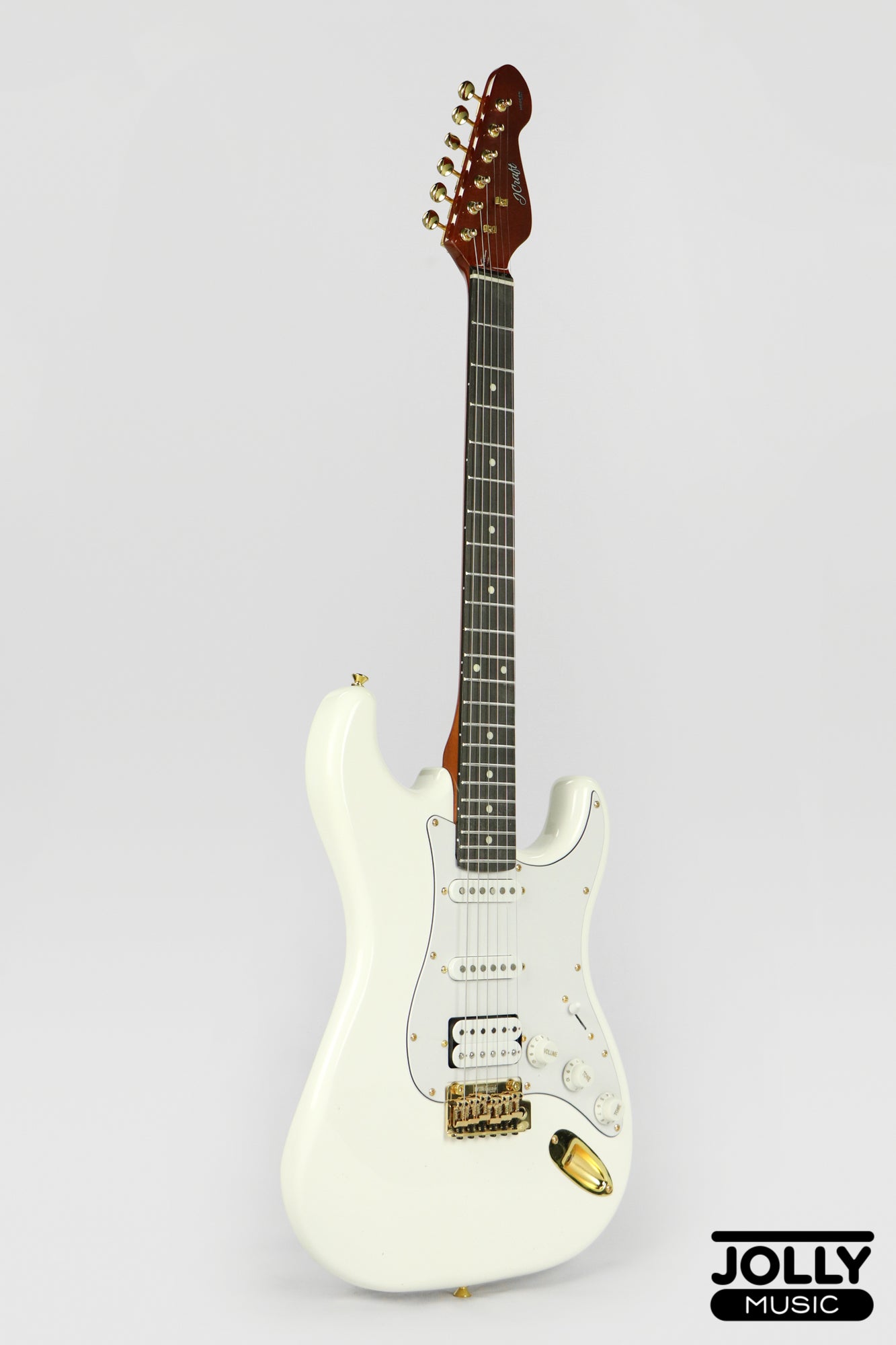 JCraft S-3H Special 2023 HSS S-Style Electric Guitar Roasted Maple Gold Hardware - Olympic White