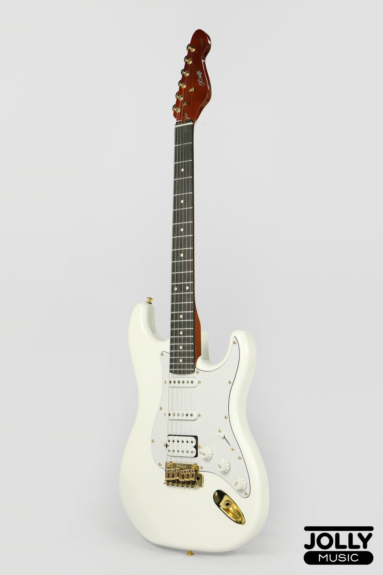 JCraft S-3H Special 2023 HSS S-Style Electric Guitar Roasted Maple Gold Hardware - Olympic White