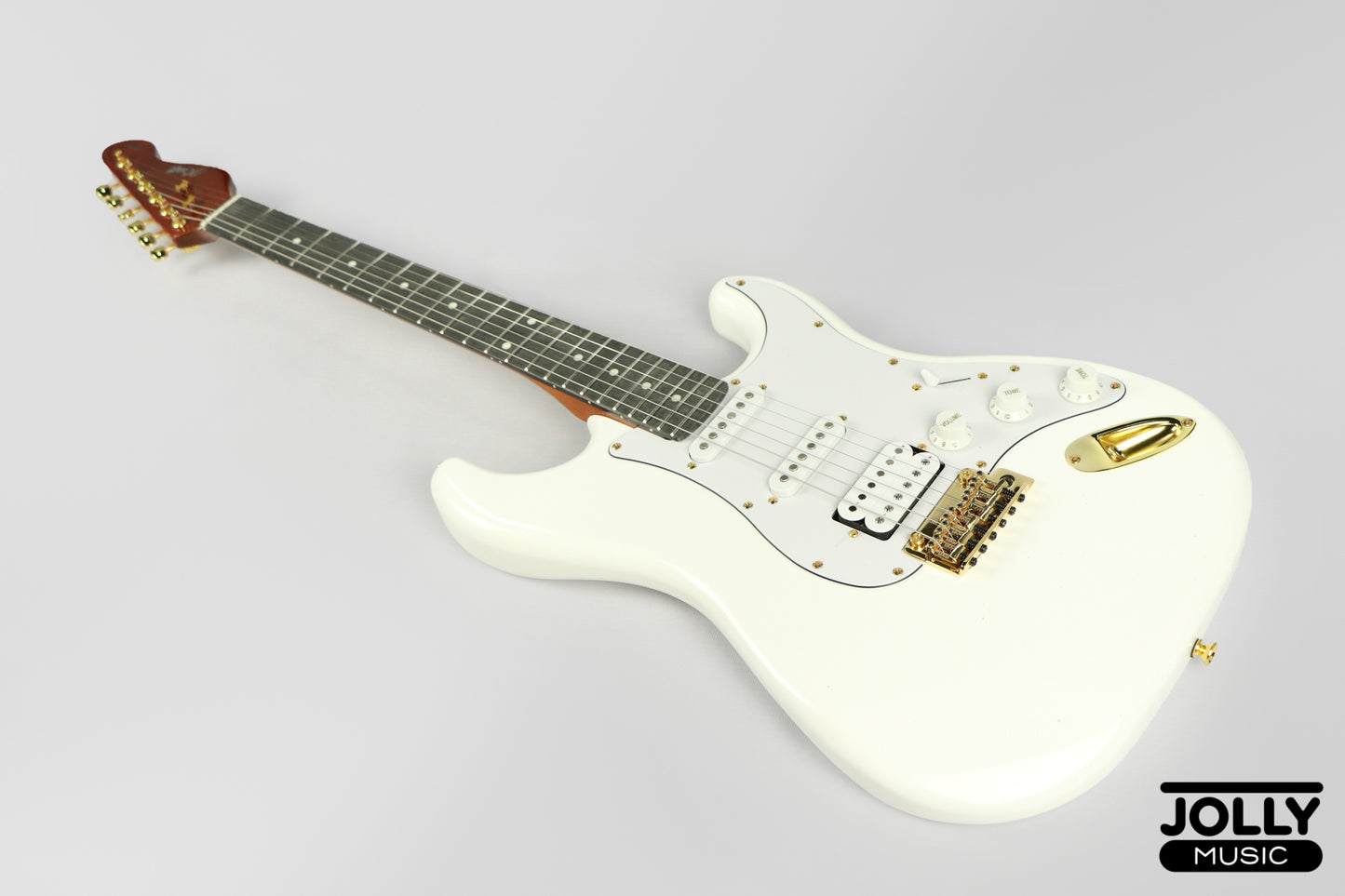 JCraft S-3H Special 2023 HSS S-Style Electric Guitar Roasted Maple Gold Hardware - Olympic White