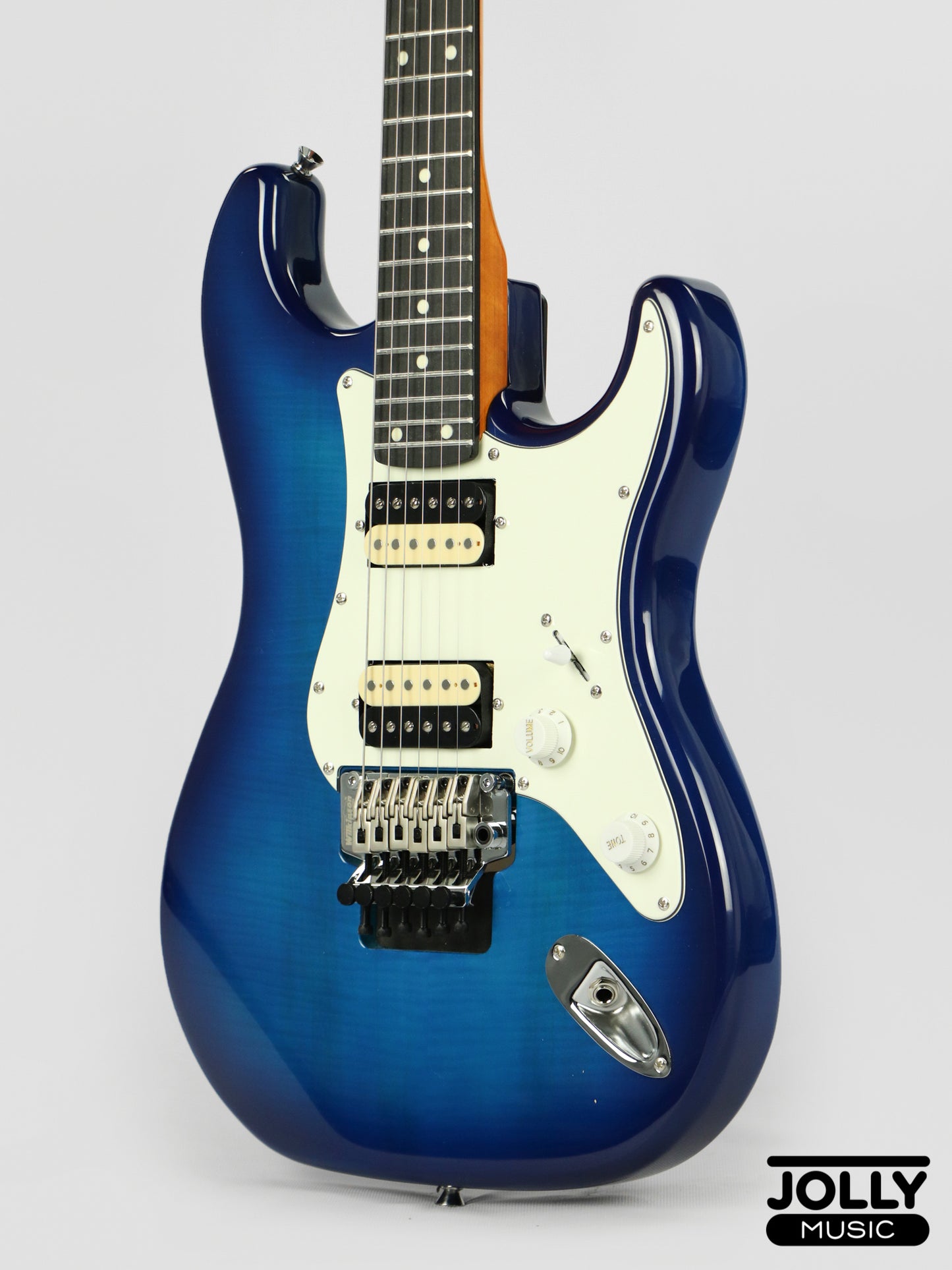 JCraft S-3H FR24 2023 HH Zebra Superstrat Electric Guitar w/ Floyd Rose - Blue Flamed Burst