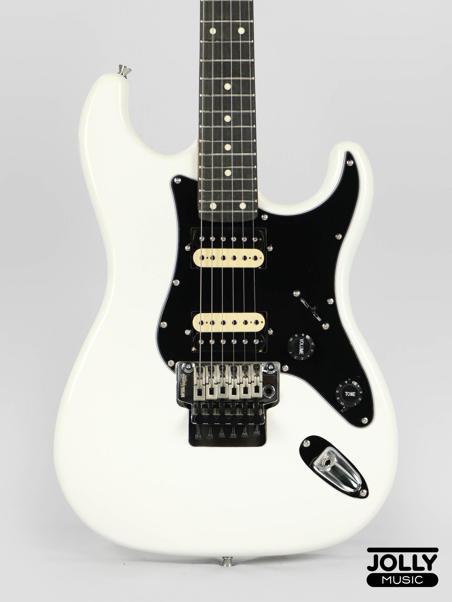 JCraft S-3H FR24 2023 HH Zebra Superstrat Electric Guitar w/ Wilkinson Floyd Rose - White