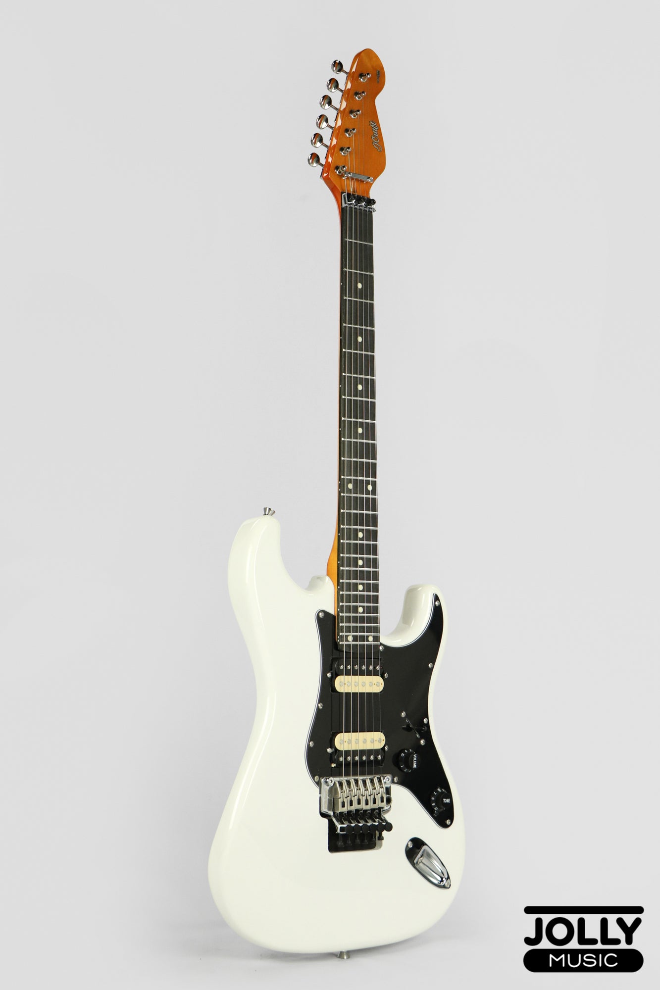 JCraft S-3H FR24 2023 HH Zebra Superstrat Electric Guitar w/ Wilkinson Floyd Rose - White