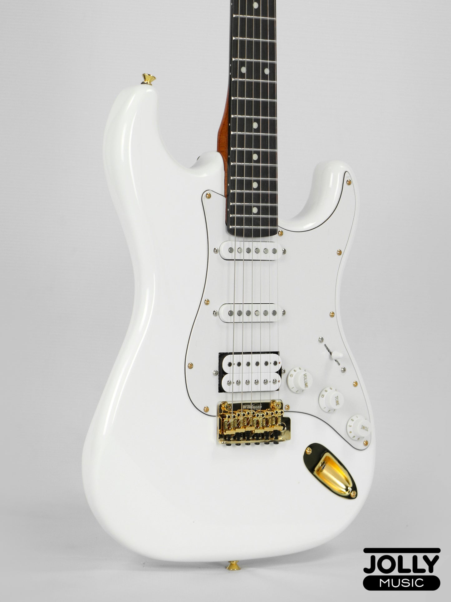 JCraft Modern Series S-3H HSS S-Style Electric Guitar Roasted Maple - Olympic White / Gold