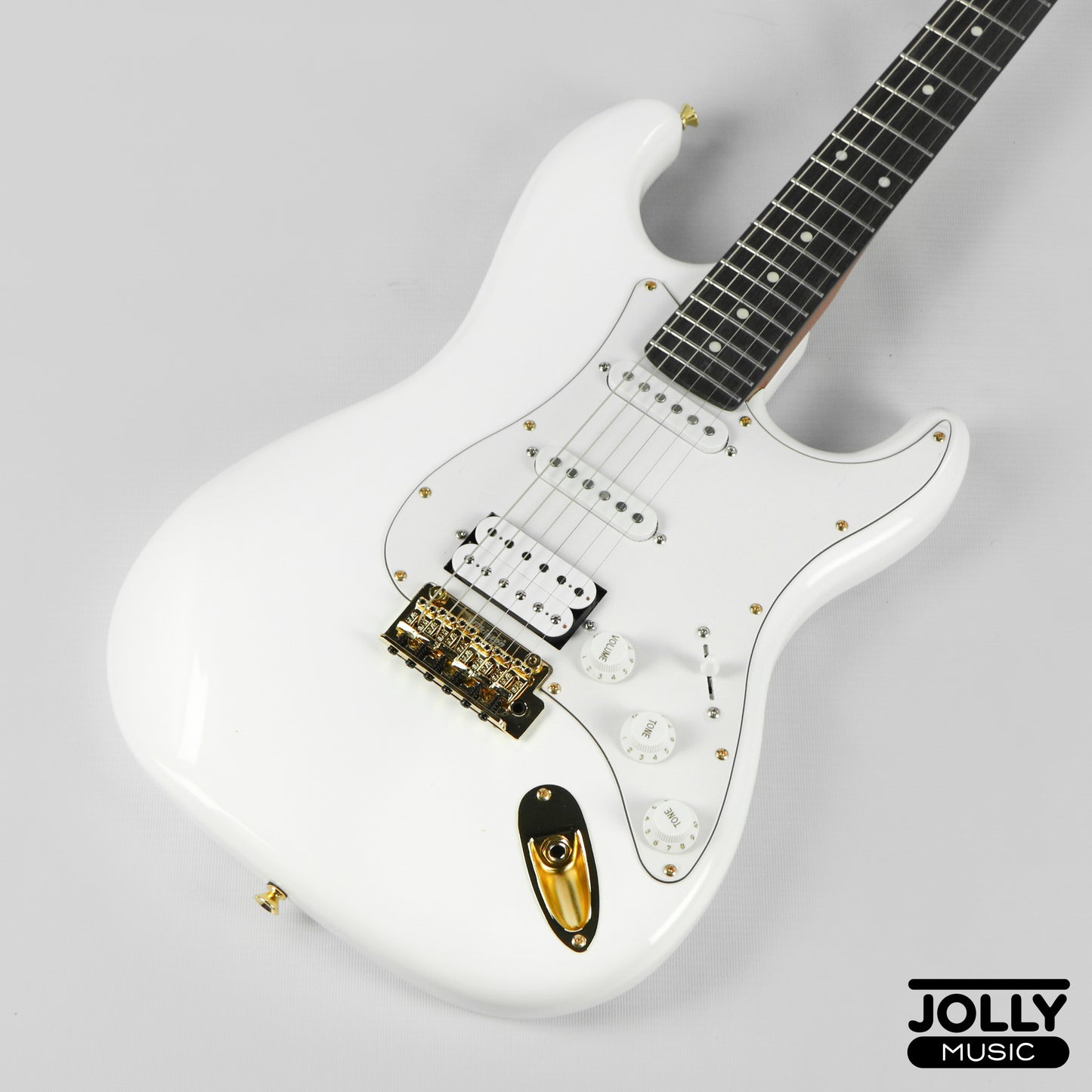 JCraft Modern Series S-3H HSS S-Style Electric Guitar Roasted Maple - Olympic White / Gold