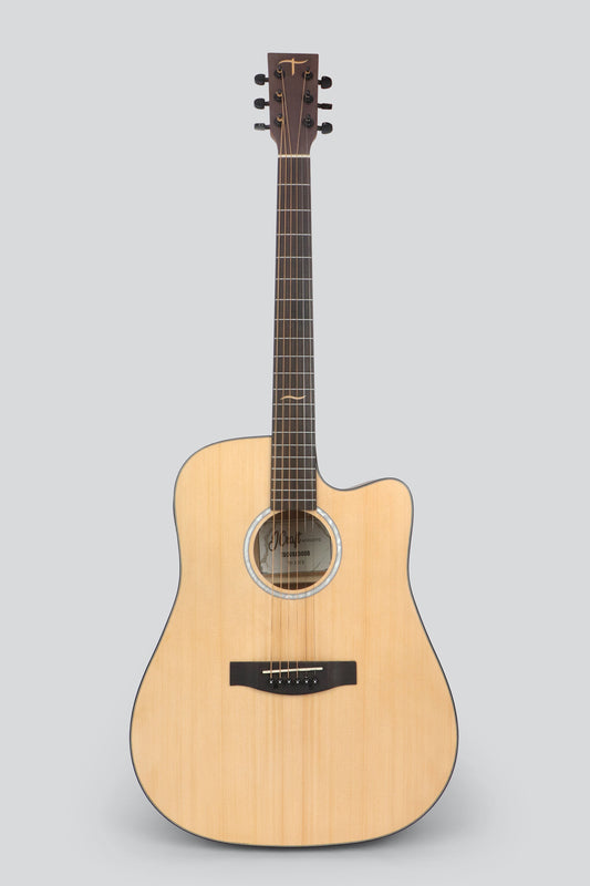 JCraft Troubadour TD-10C Dreadnought Acoustic Guitar with soft case
