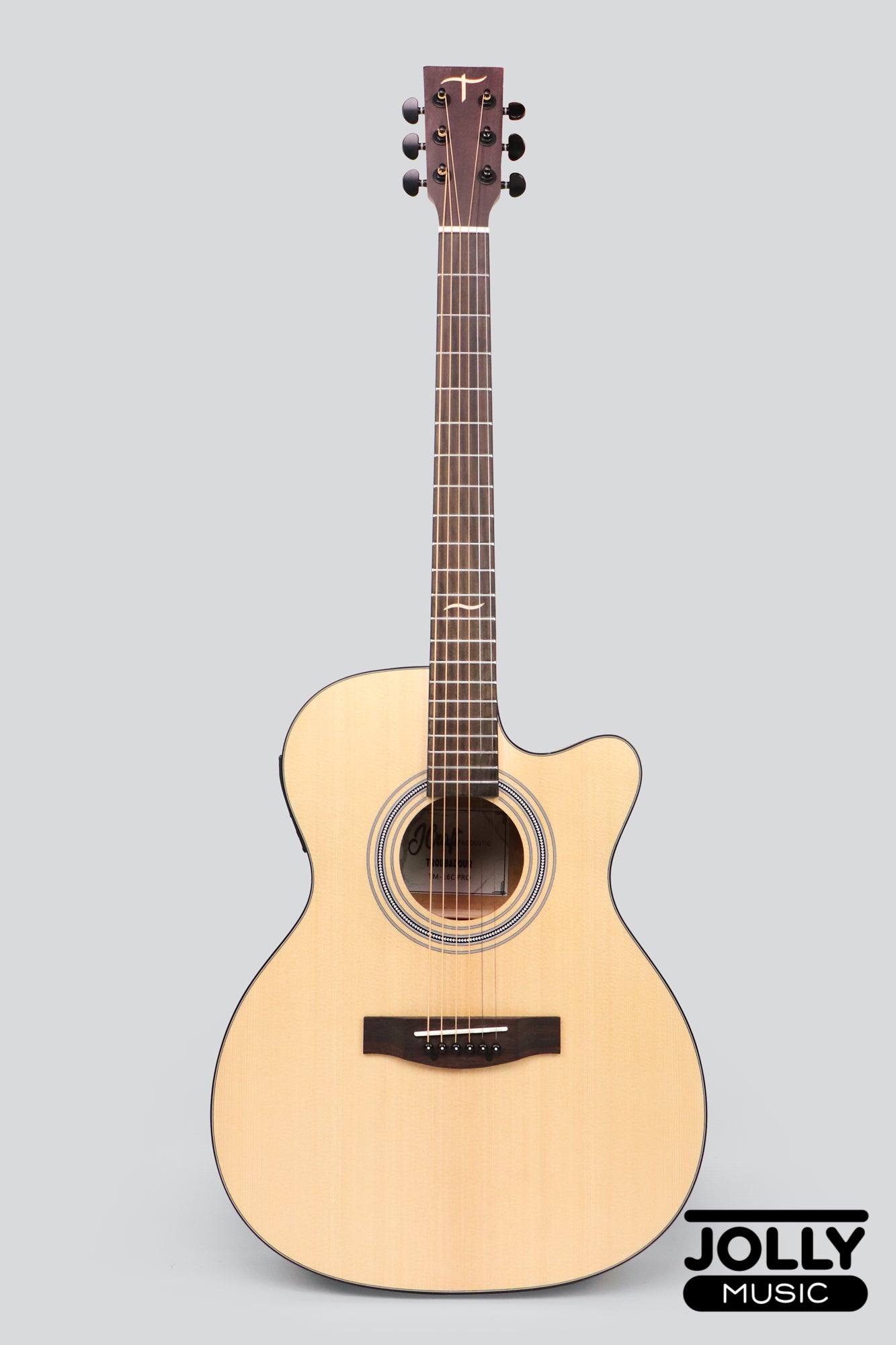 JCraft Troubadour TM-16C PRO Solid Top Orchestra Dual Pickup Mic Blend Acoustic-Electric Guitar with soft case