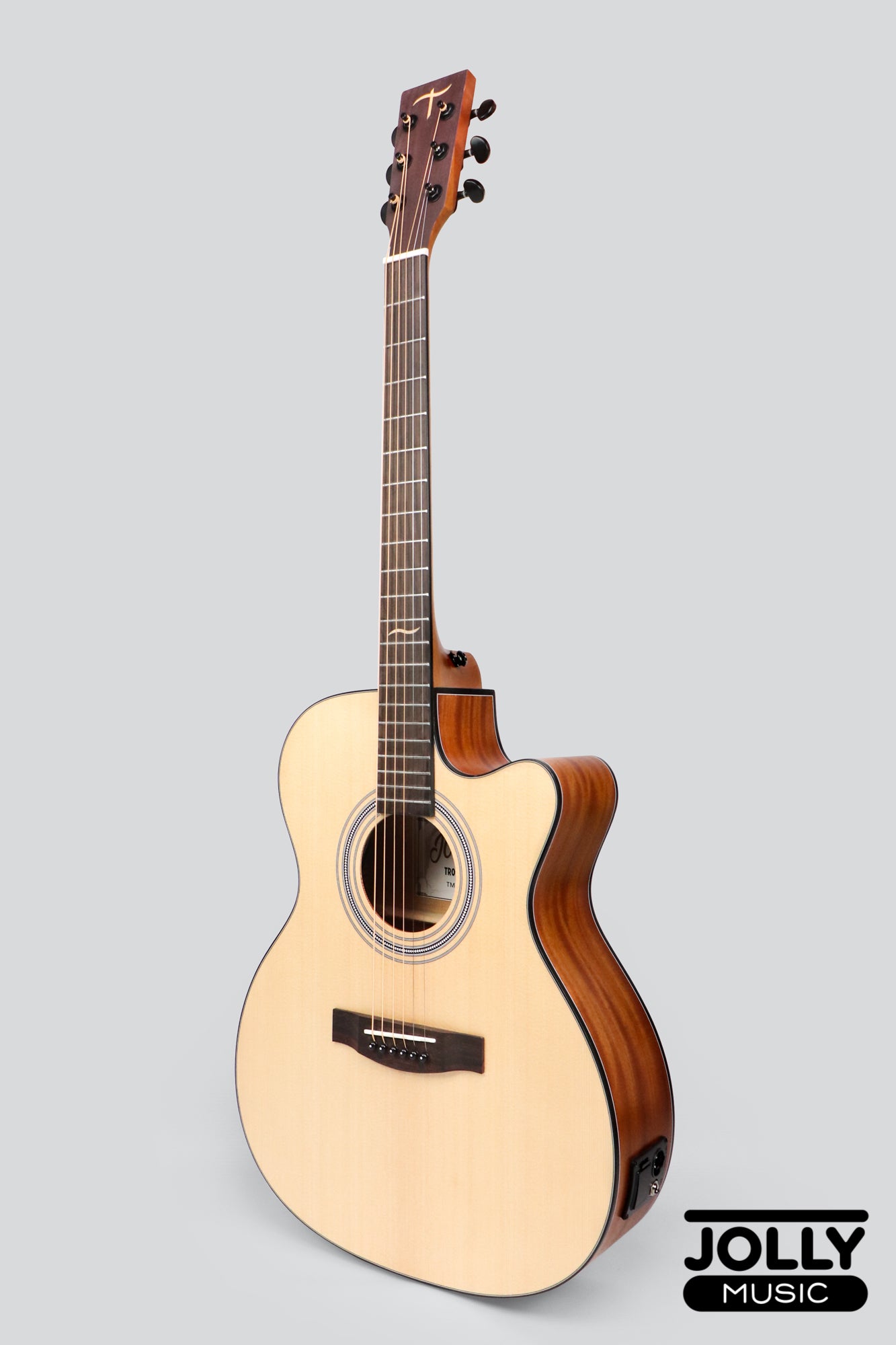 JCraft Troubadour TM-16C PRO Solid Top Orchestra Dual Pickup Mic Blend Acoustic-Electric Guitar with soft case
