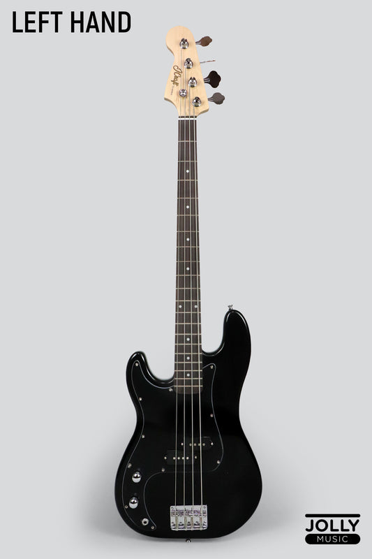 JCraft PB-1 Left Handed 4-String Electric Bass Guitar with Gigbag - Double Black